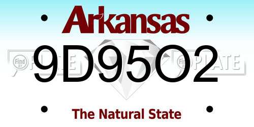 9D95O2 Arkansas License Plate