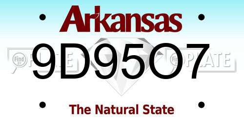 9D95O7 Arkansas License Plate
