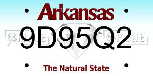 9D95Q2 Arkansas License Plate