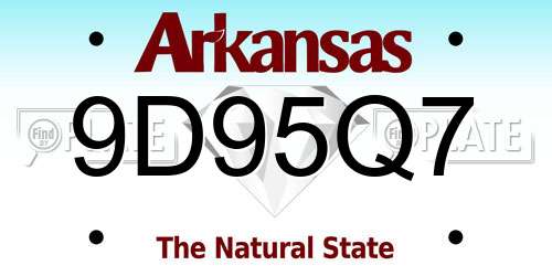 9D95Q7 Arkansas License Plate
