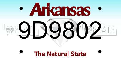 9D9802 Arkansas License Plate