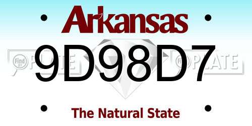 9D98D7 Arkansas License Plate