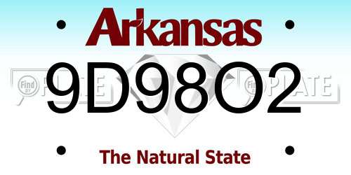 9D98O2 Arkansas License Plate