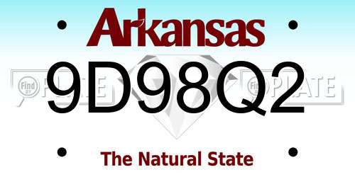 9D98Q2 Arkansas License Plate