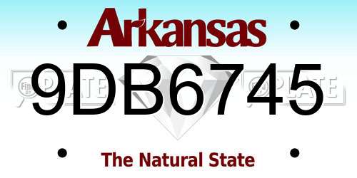 9DB6745 Arkansas License Plate