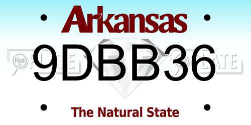 9DBB36 Arkansas License Plate