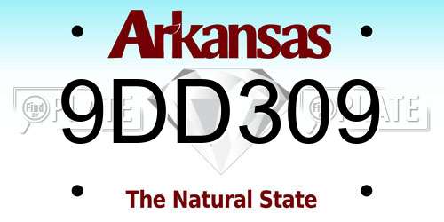 9DD309 Arkansas License Plate