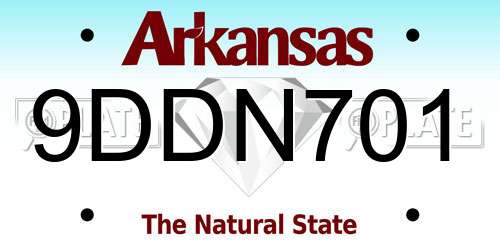 9DDN701 Arkansas License Plate