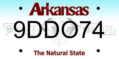 9DDO74 Arkansas License Plate