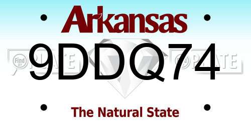 9DDQ74 Arkansas License Plate