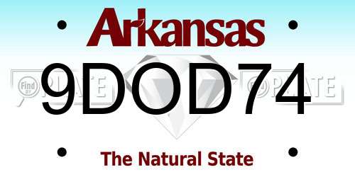 9DOD74 Arkansas License Plate