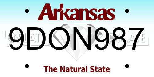 9DON987 Arkansas License Plate