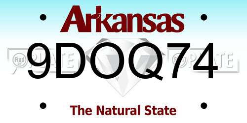 9DOQ74 Arkansas License Plate