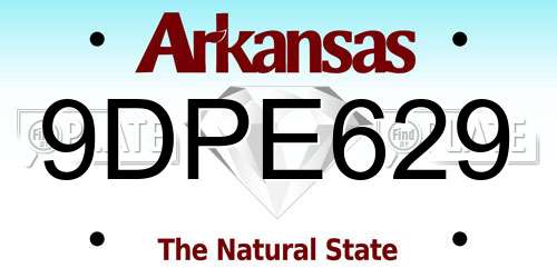 9DPE629 Arkansas License Plate