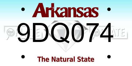 9DQ074 Arkansas License Plate