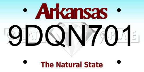 9DQN701 Arkansas License Plate