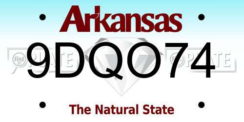 9DQO74 Arkansas License Plate