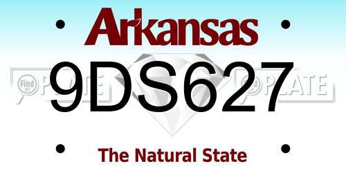 9DS627 Arkansas License Plate