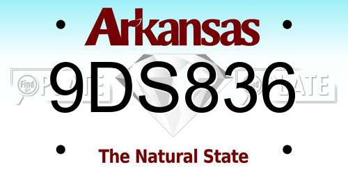 9DS836 Arkansas License Plate