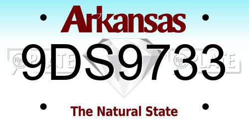 9DS9733 Arkansas License Plate