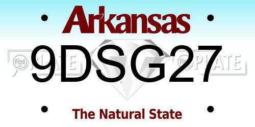 9DSG27 Arkansas License Plate