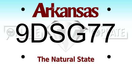 9DSG77 Arkansas License Plate