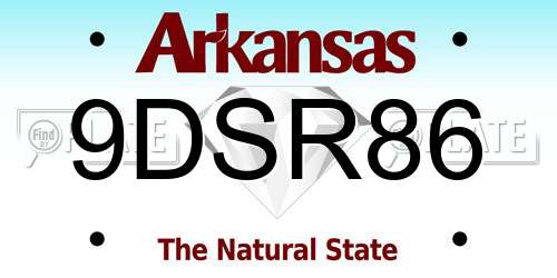 9DSR86 Arkansas License Plate