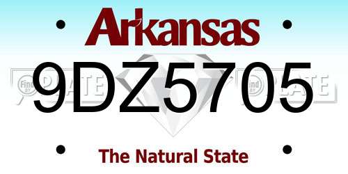 9DZ5705 Arkansas License Plate