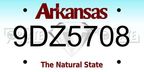 9DZ5708 Arkansas License Plate