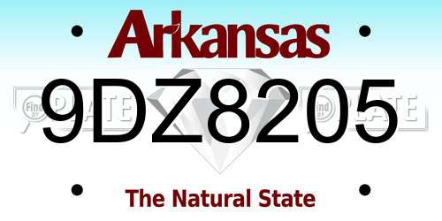 9DZ8205 Arkansas License Plate