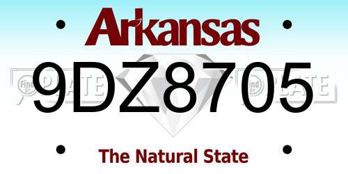 9DZ8705 Arkansas License Plate