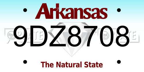 9DZ8708 Arkansas License Plate