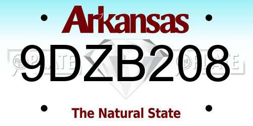 9DZB208 Arkansas License Plate