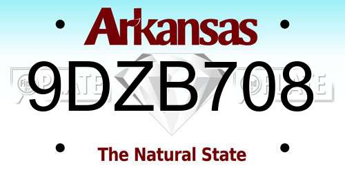 9DZB708 Arkansas License Plate