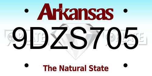 9DZS705 Arkansas License Plate