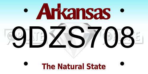9DZS708 Arkansas License Plate