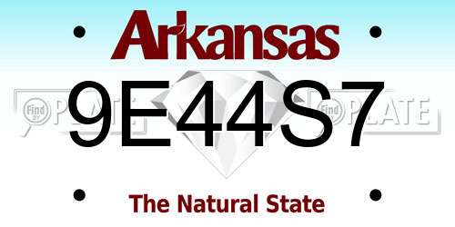 9E44S7 Arkansas License Plate