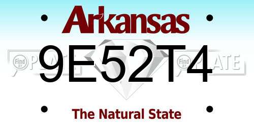 9E52T4 Arkansas License Plate