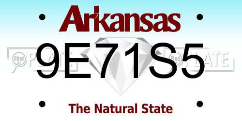 9E71S5 Arkansas License Plate