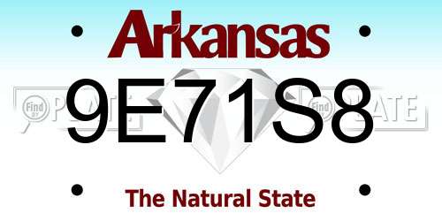 9E71S8 Arkansas License Plate
