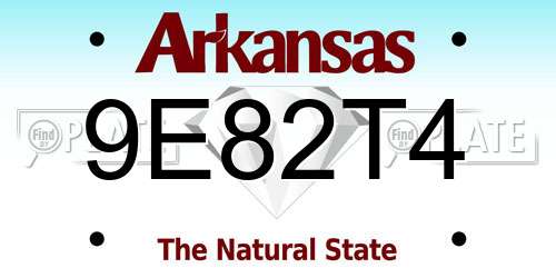 9E82T4 Arkansas License Plate