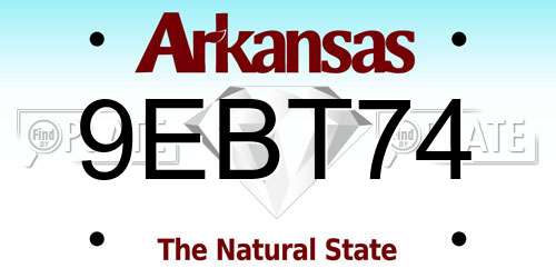 9EBT74 Arkansas License Plate