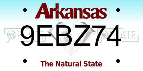 9EBZ74 Arkansas License Plate