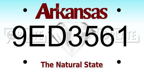 9ED3561 Arkansas License Plate