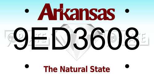 9ED3608 Arkansas License Plate