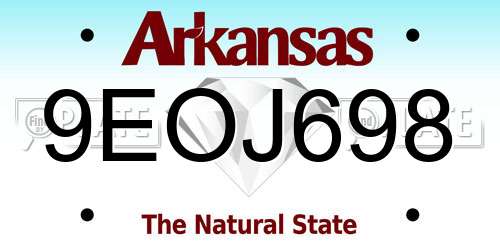 9EOJ698 Arkansas License Plate