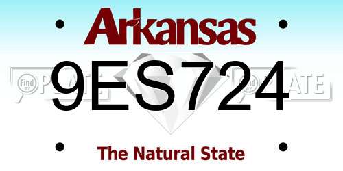 9ES724 Arkansas License Plate