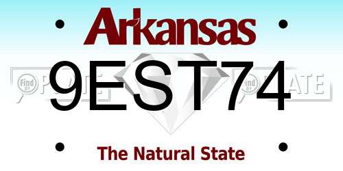 9EST74 Arkansas License Plate