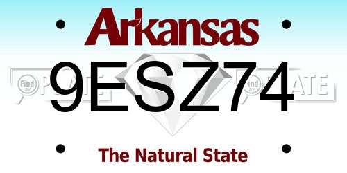 9ESZ74 Arkansas License Plate