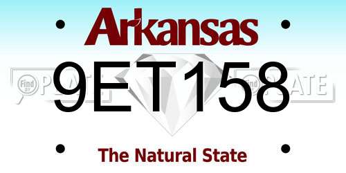 9ET158 Arkansas License Plate